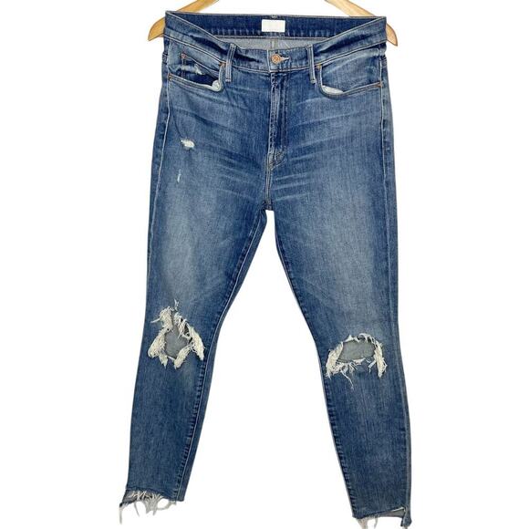 Mother The Stunner Ankle Step Fray Jeans sz 29 Helter Skelter skinny high-rise - Picture 3 of 13